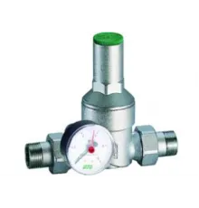 Редуктор 1 1/2", НР-НР, с манометром, хромированный FAR