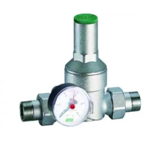 Редуктор 1 1/2", НР-НР, с манометром, хромированный FAR