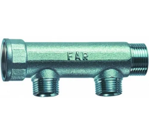 Коллектор 1" (ВР-НР) с 2 отв. 1/2" НР (межосев. 50 мм)