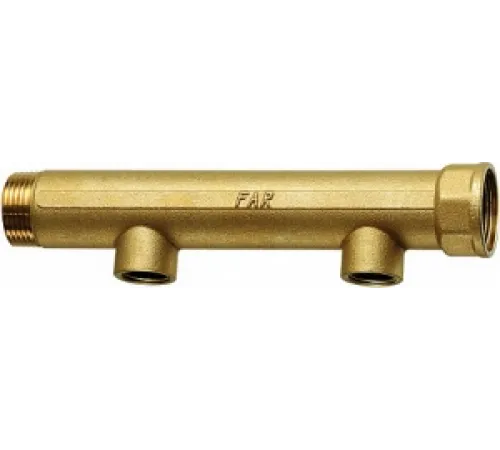 Коллектор 1 1/4", ВР-НР, 2 отвода 1/2", ВР, межосевое 100 мм FAR