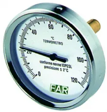 Термометр 1/2", торцевое соединение, 0...120°С, зонд 50 мм, ф80 мм FAR