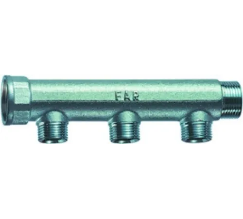 Коллектор 1 1/4", ВР-НР, 3 отвода 3/4", НР, межосевое 50 мм FAR