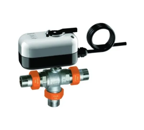 Кран шаровой 3-х ход., 1 1/4" (американки), SOLARFAR, сервопривод 8 сек, 220В