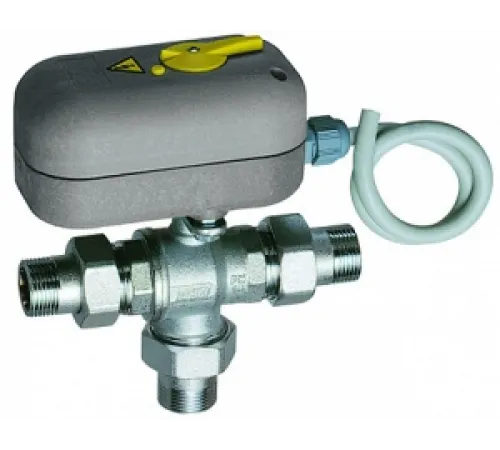 Кран шаровой 3-х ход., 1", НР-НР, зонный, 220 В, 8 сек, с ручной деблокировкой FAR